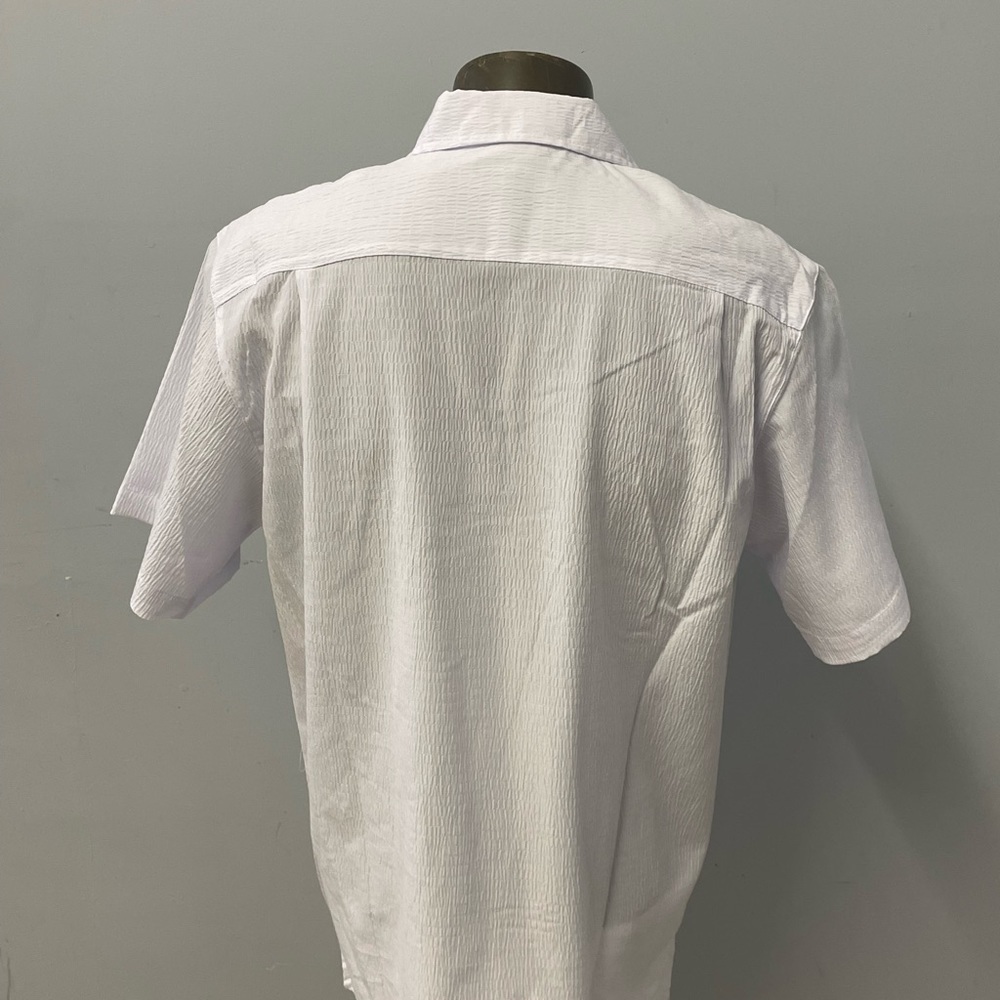 Bagazio shirt white vneck collar embroidery classic fit - Picture 3 of 3